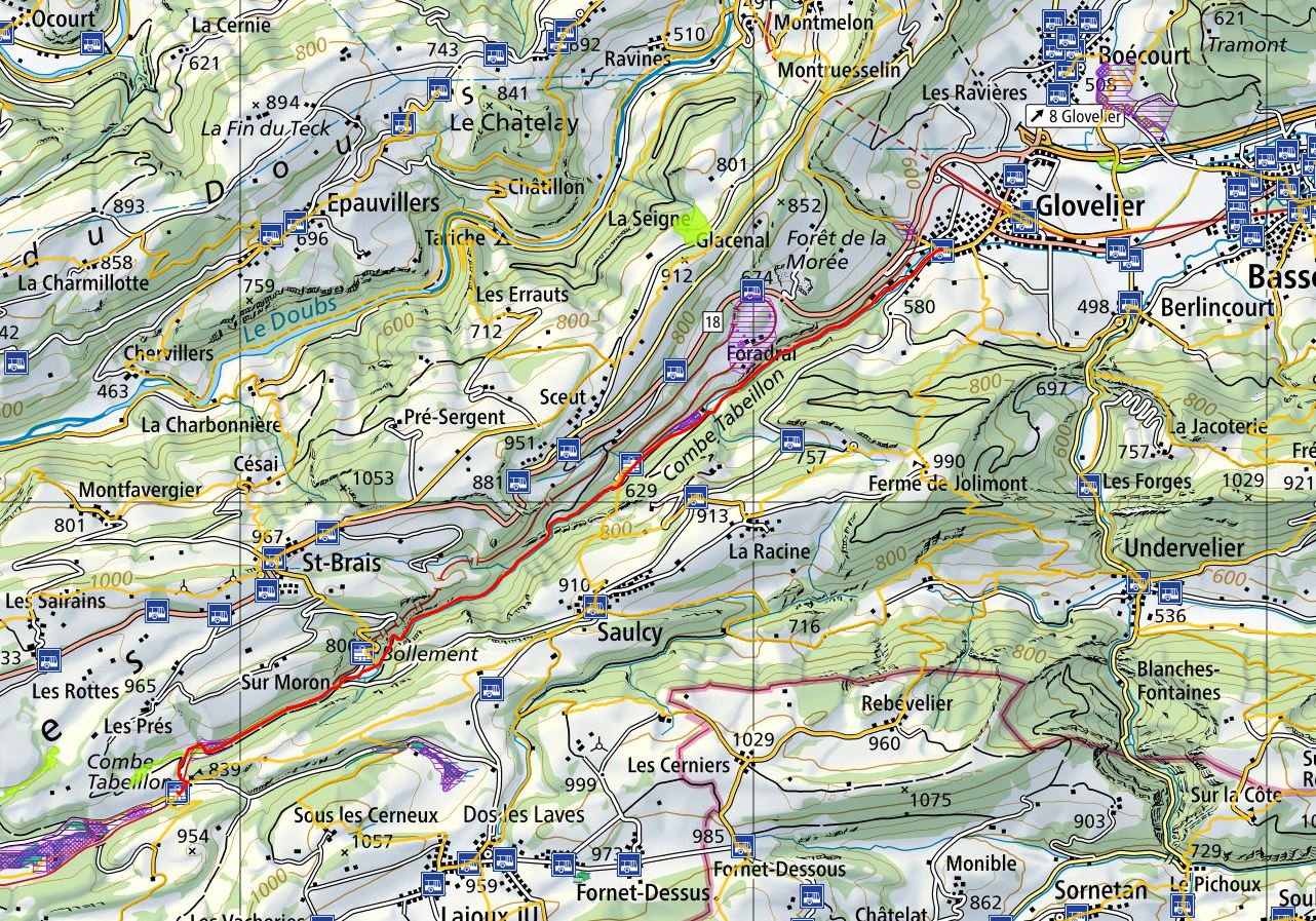 Karte zur Wanderung am Tabeillon