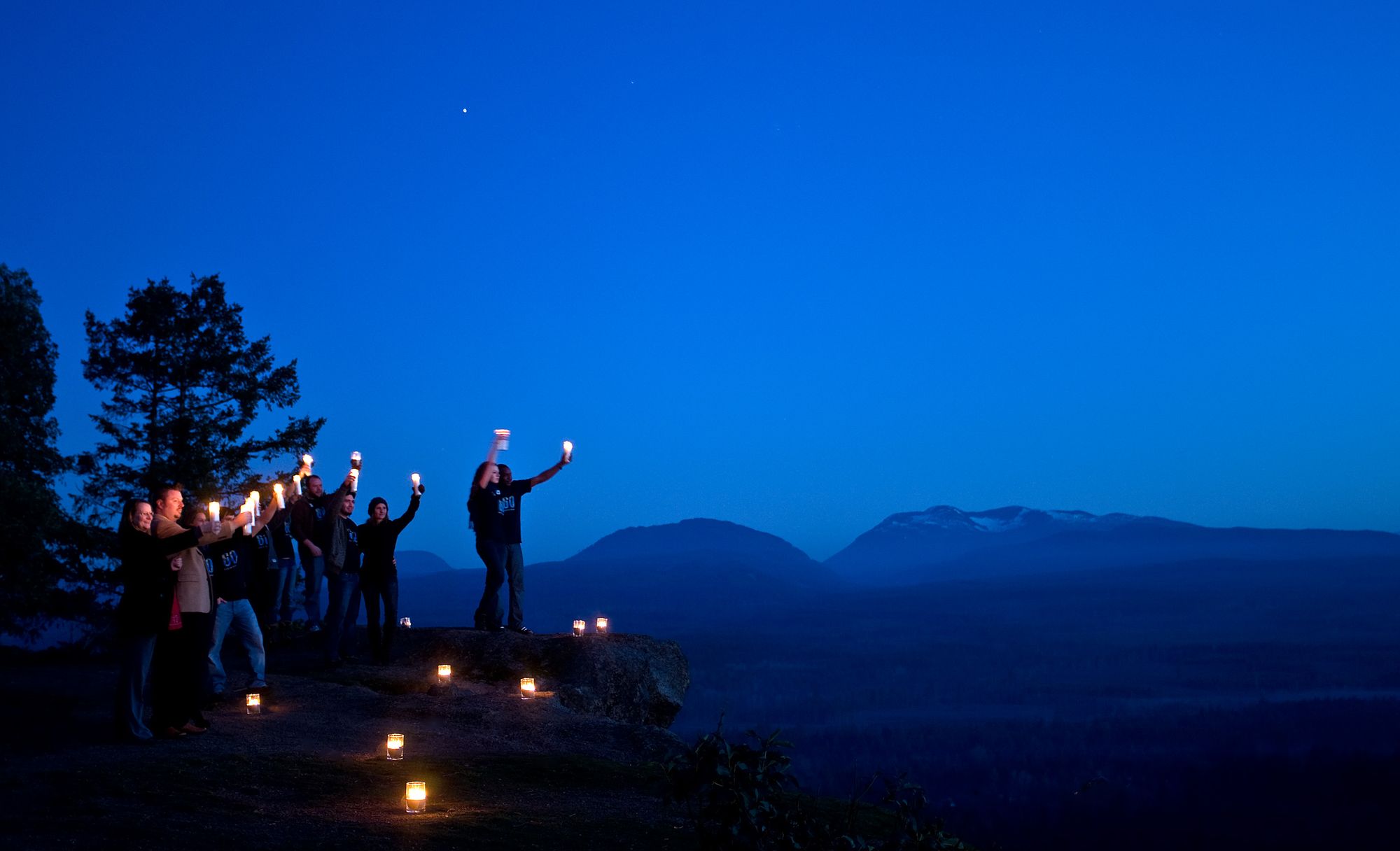 Earth Hour Candles in the mountains