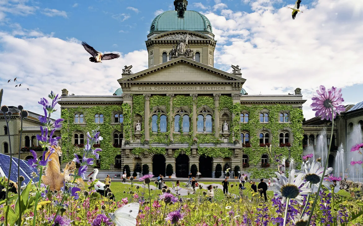 Un photomontage du Palais fédéral pour le Supplément électorale WWF 2015