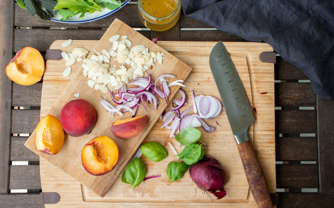 Zutaten für den Pfirsichsalat