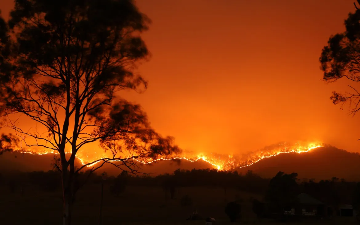 Das australische Feuer erleuchtet den Horizont