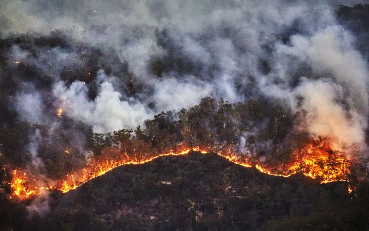 Luftaufnahme der australischen Buschbrände