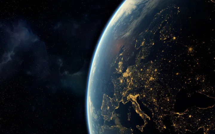 Earth from space with city lights