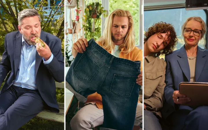 A photo collage of three campaign photos 