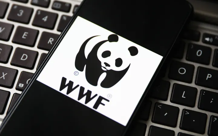 WWF Logo auf einem Mobiltelefon-Bildschirm