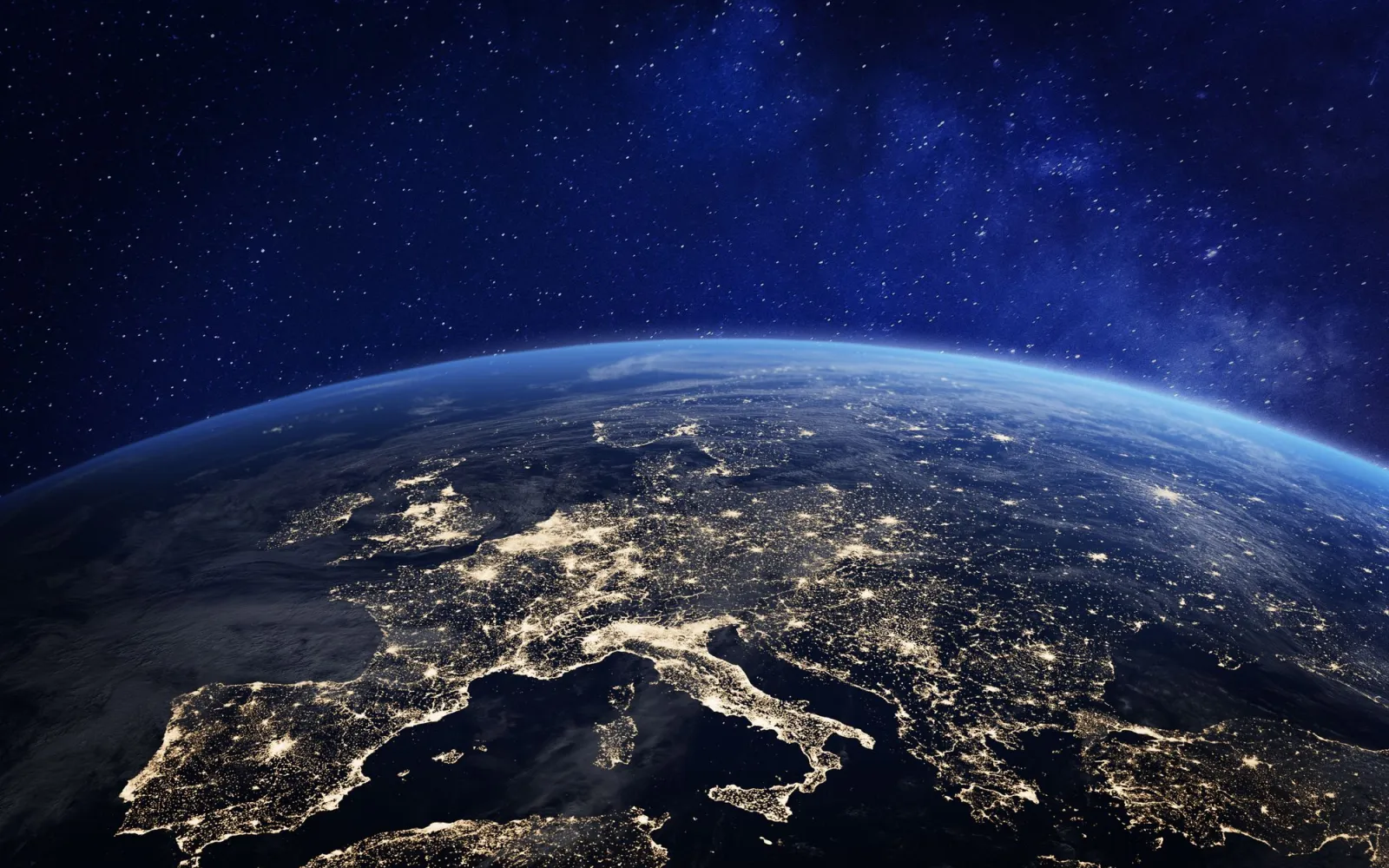 Europa bei Nacht, vom Weltall aus gesehen