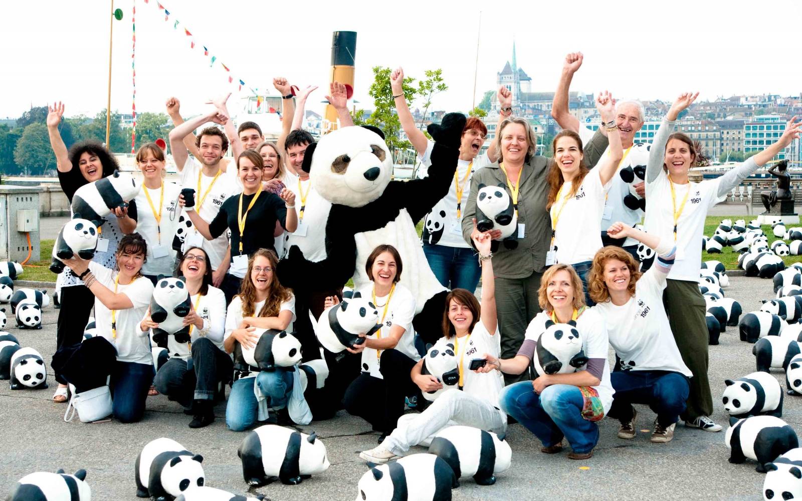 Per il suo 50 ° anniversario, il WWF Svizzera 1.600 panda di cartapesta.