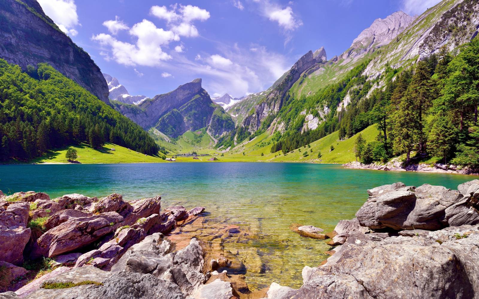 Seealpsee im Alpsteingebirge mit Säntis im Hintergrund