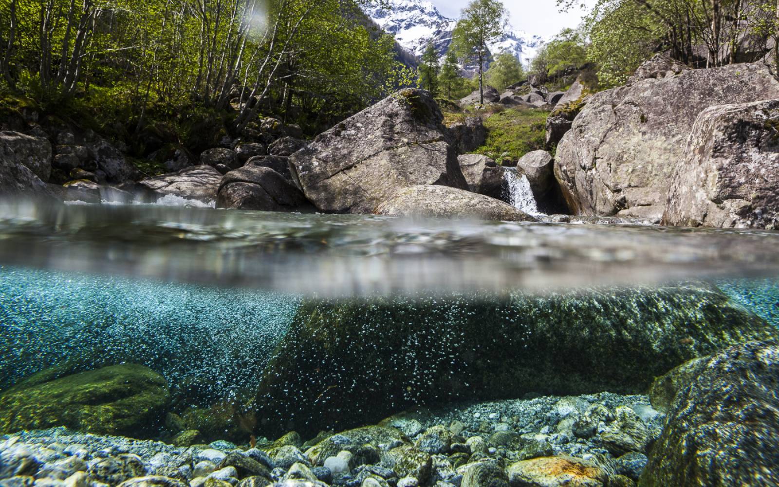 Schweizer Fluss Fiume Calnegia