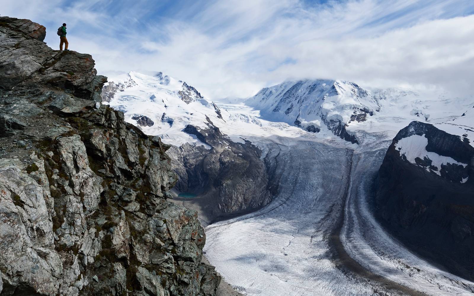 Gornergletscher mit Wanderer