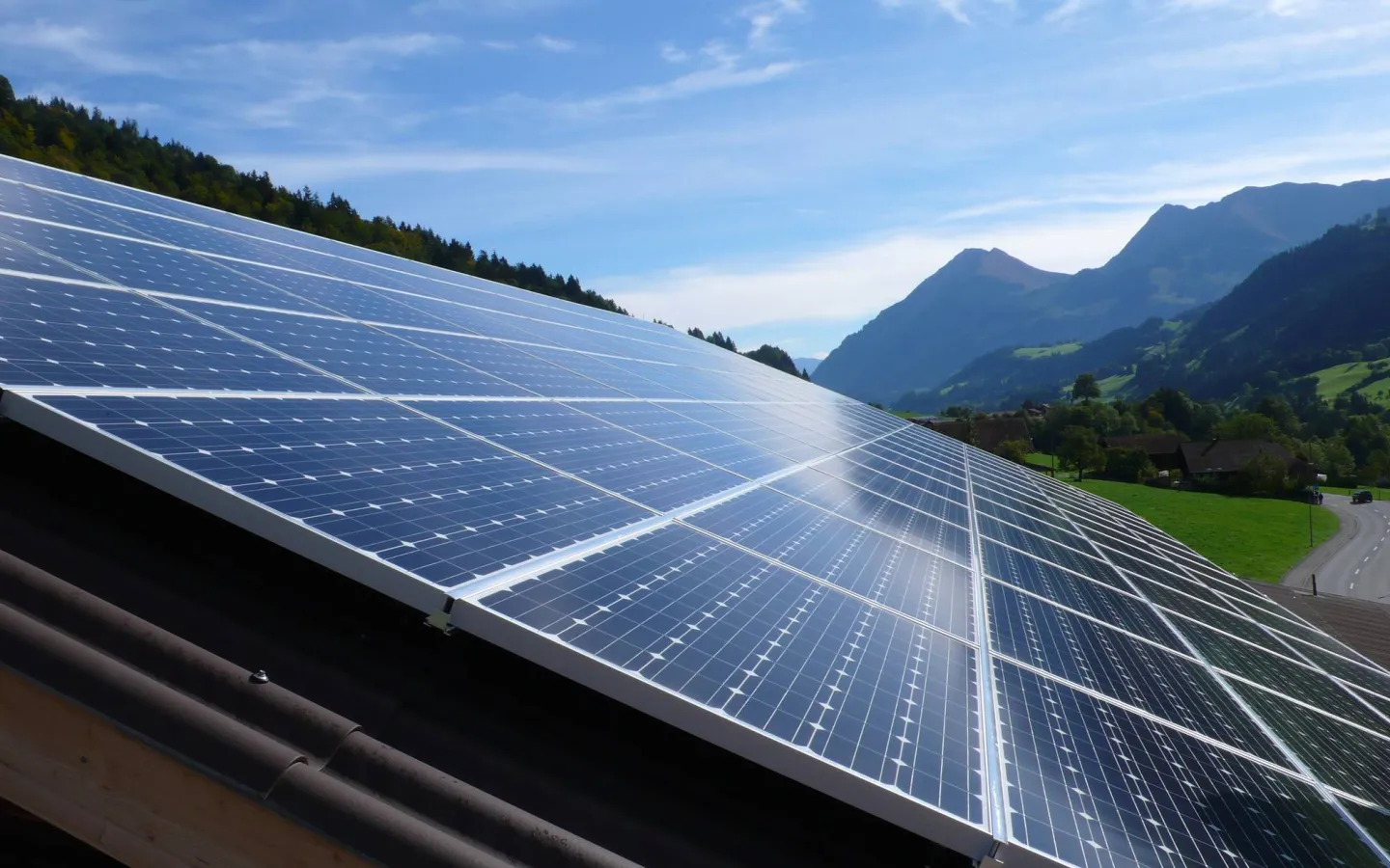 Installed solar system on roof