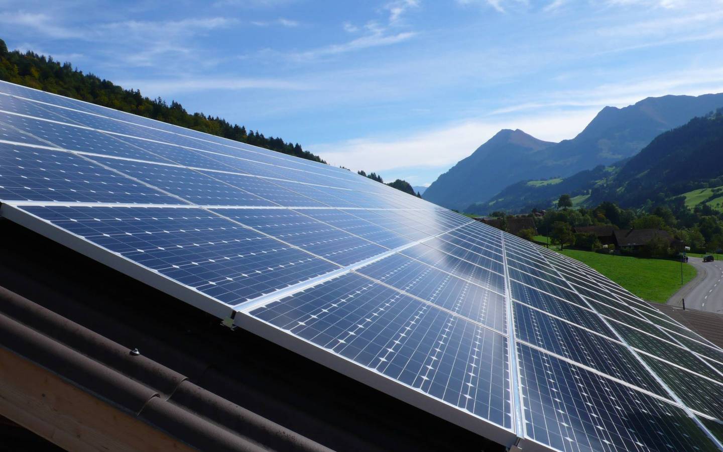 Installed solar system on roof