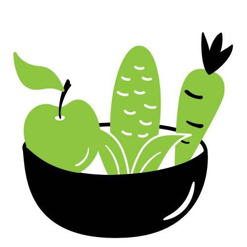 Illustration of a bowl of fruit and vegetable