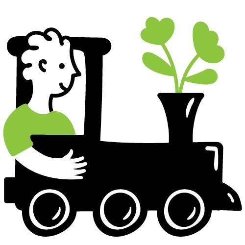 Illustation of a person riding a train