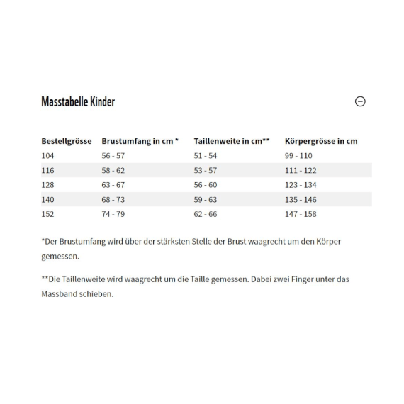 Shop Masstabelle Kinder