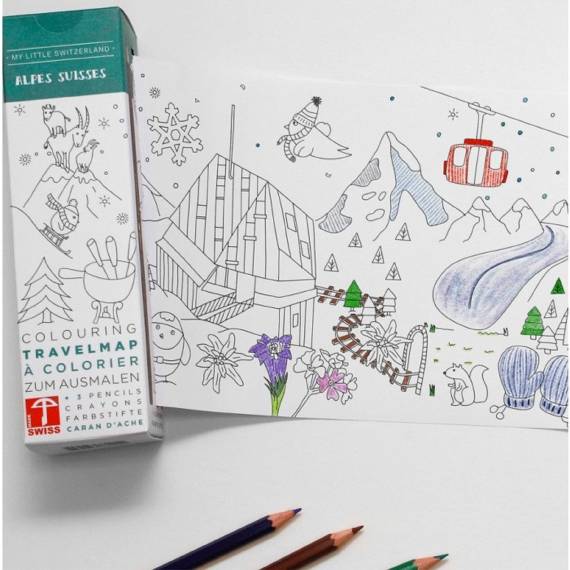 Ausmalbild "Schweizer Alpen", FSC