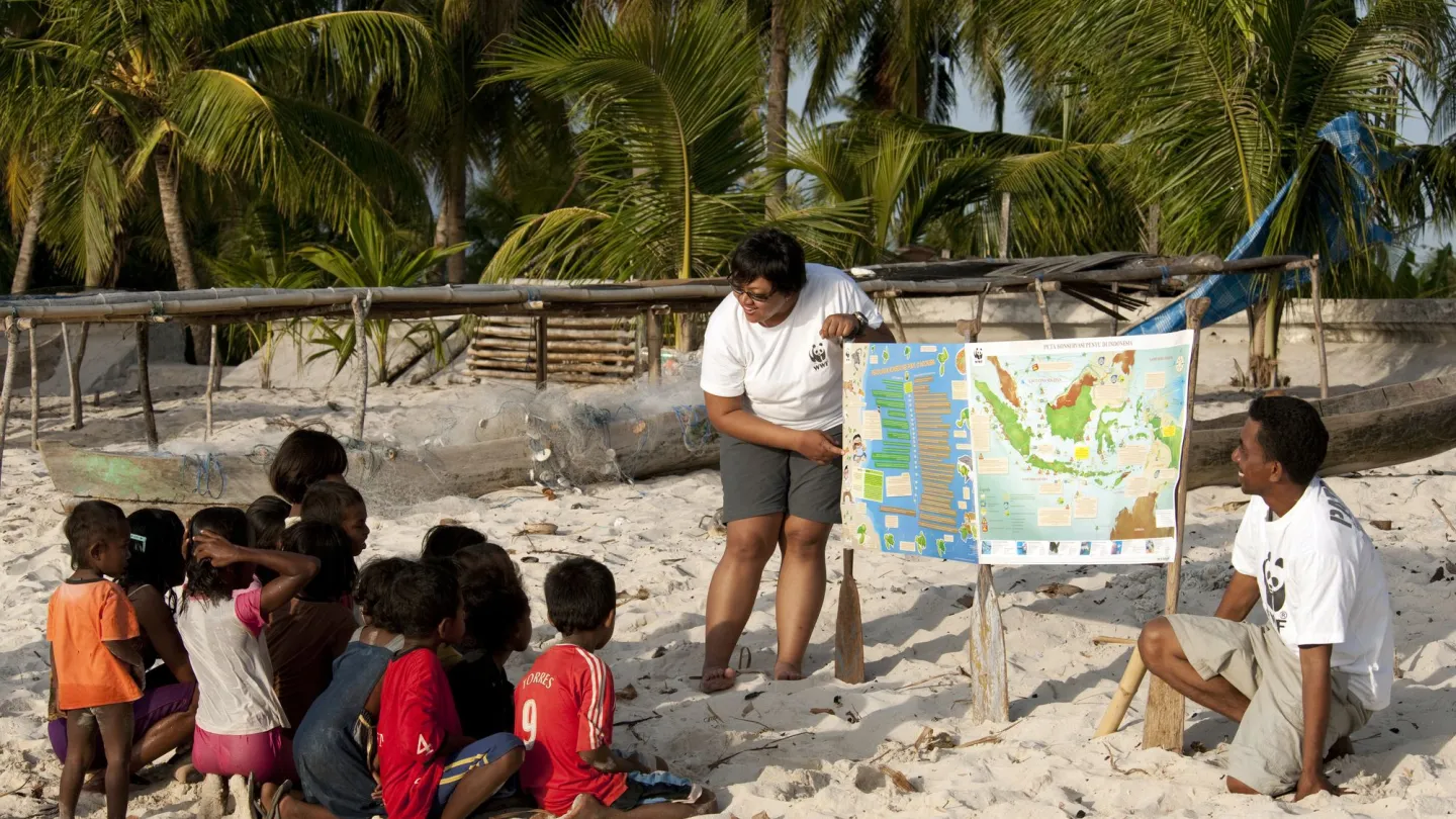 Bambini su Kei, Indonsien essere a conoscenza delle tartarughe marine