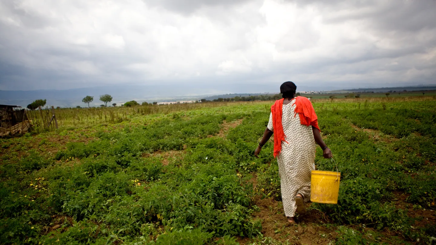 Una contadina nel suo campo in Kenya