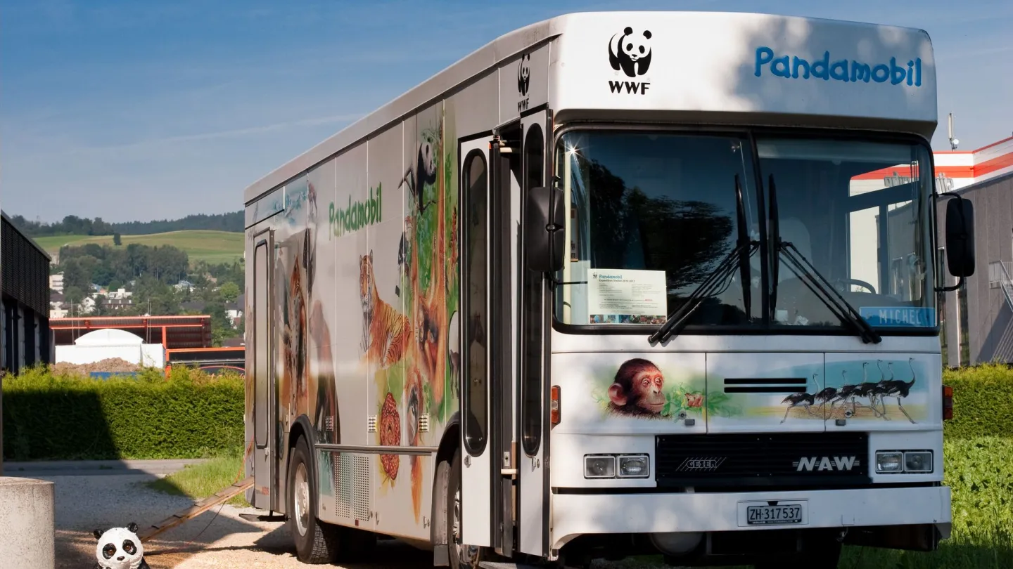 Le Panda mobile WWF apporte des connaissances sur les animaux et l'environnement dans les écoles.