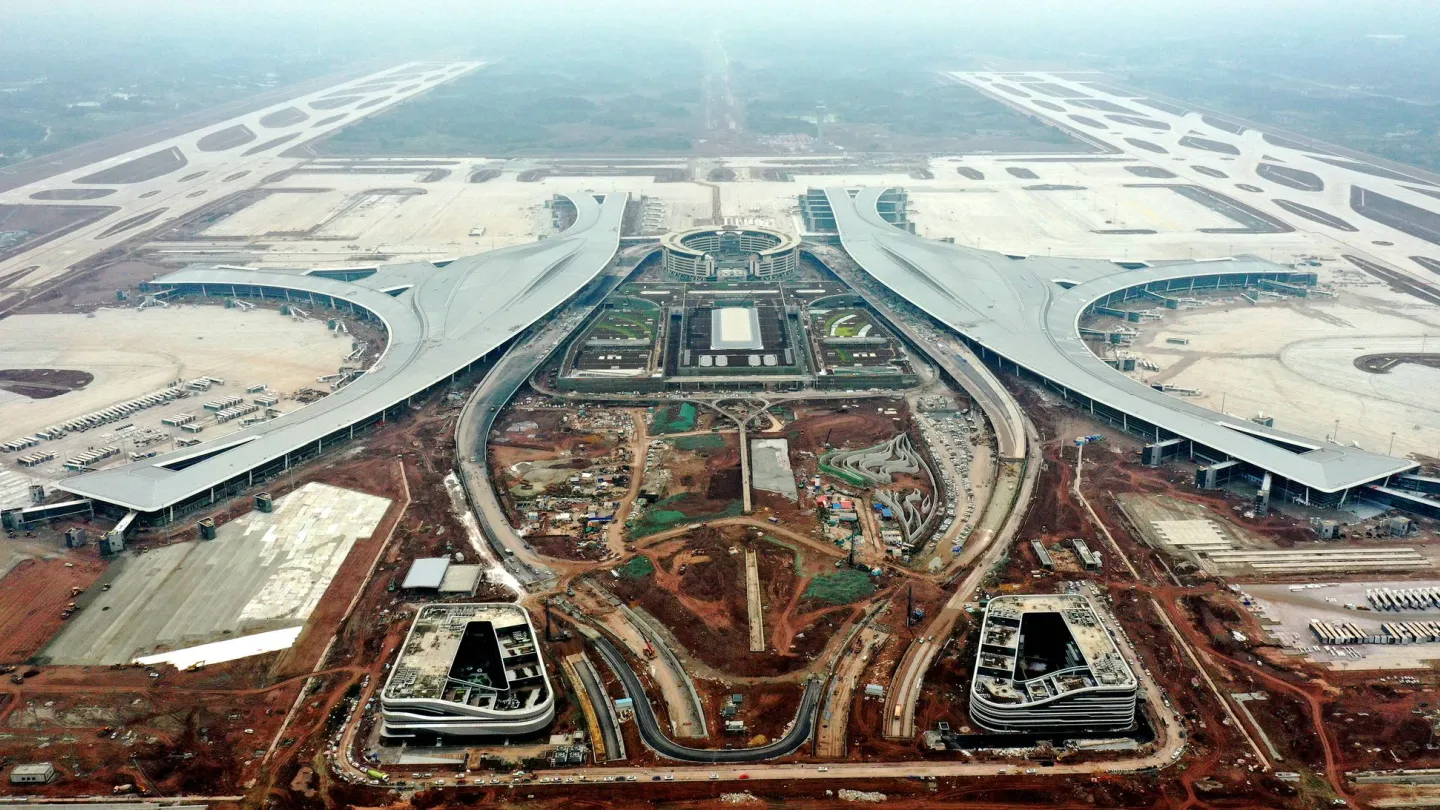 Baustelle des Chengdu Tianfu Flughafen